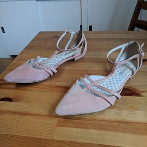 Boden Pink Suede Strappy T Bar Flats Size 41